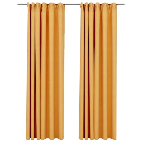 vidaXL pimendavad kardinad konksudega, 2 tk kollane 140 x 245 cm