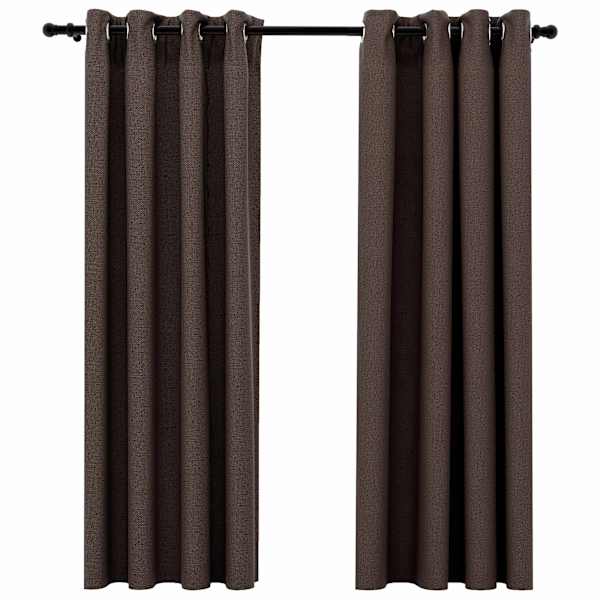 vidaXL linase v&auml;limusega pimendavad kardinad 2 tk pruunikas 140x175 cm