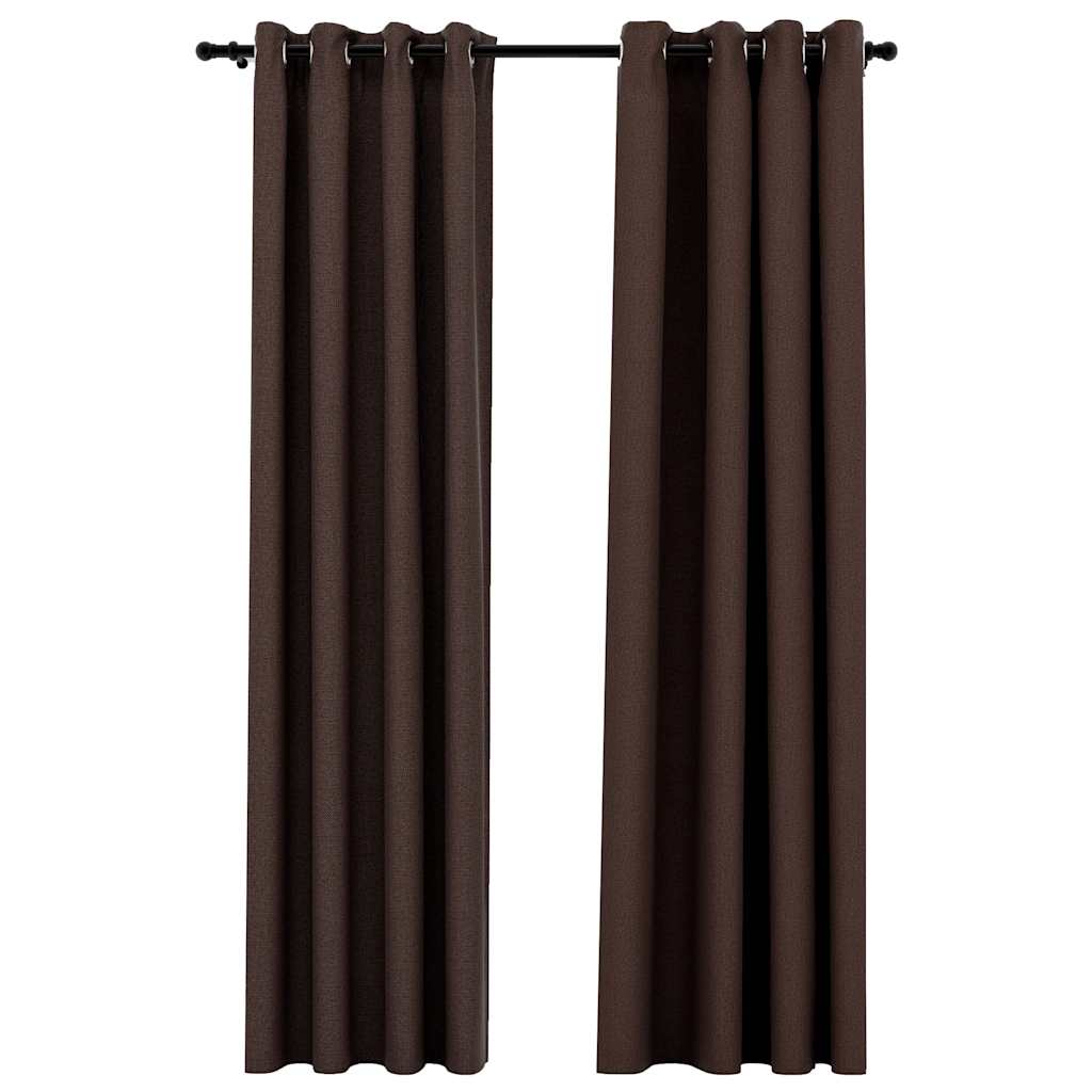 vidaXL Gordijnen linnen-look verduisterend ogen 2 st 140x225 cm taupe