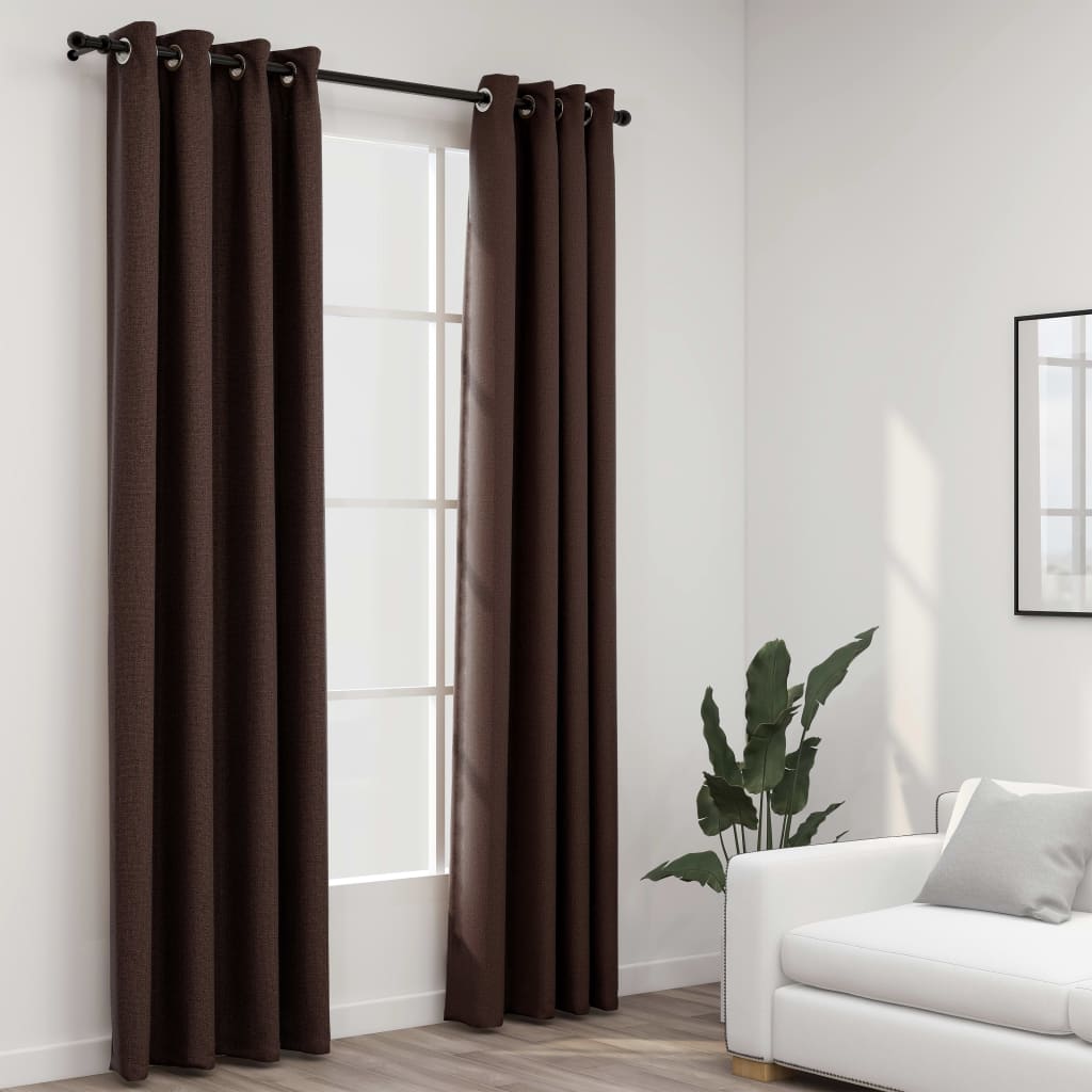 vidaXL Verdunkelungsvorhänge Ösen Leinenoptik 2 Stk. Taupe 140x225 cm