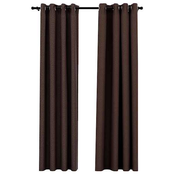 vidaXL linase v&auml;limusega pimendavad kardinad 2 tk pruunikas 140x245 cm