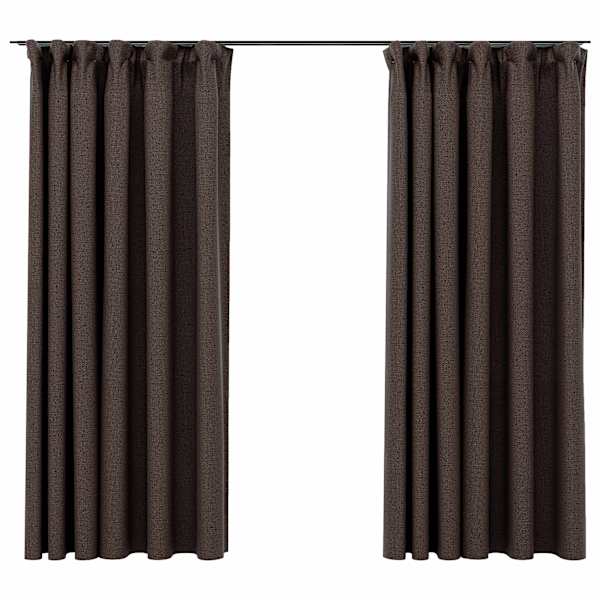 vidaXL pimendavad kardinad konksudega, 2 tk pruunikashall 140 x 175 cm