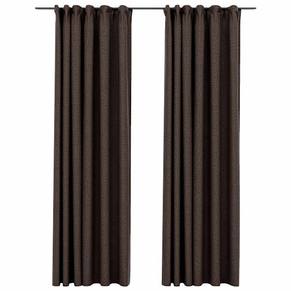 vidaXL pimendavad kardinad konksudega, 2 tk pruunikashall 140 x 245 cm