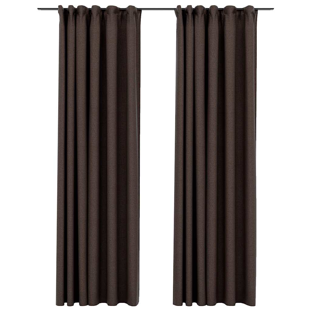 vidaXL Gordijnen linnen-look verduisterend haken 2 st 140x245 cm taupe