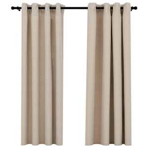 vidaXL linase v&auml;limusega pimendavad kardinad 2 tk beež 140 x 175 cm