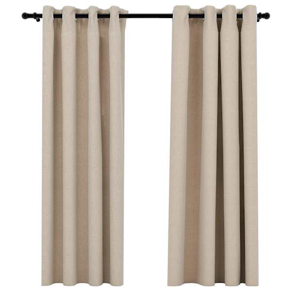 vidaXL linase v&auml;limusega pimendavad kardinad 2 tk beež 140 x 175 cm