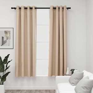 vidaXL linase v&auml;limusega pimendavad kardinad 2 tk beež 140 x 175 cm