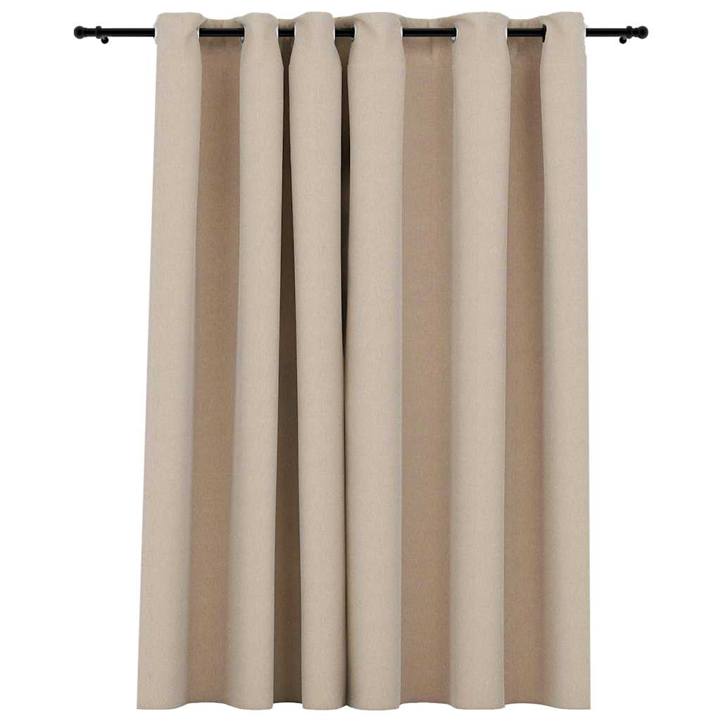 vidaXL Zatemňovací závěs s kroužky vzhled lnu béžový 290 x 245 cm