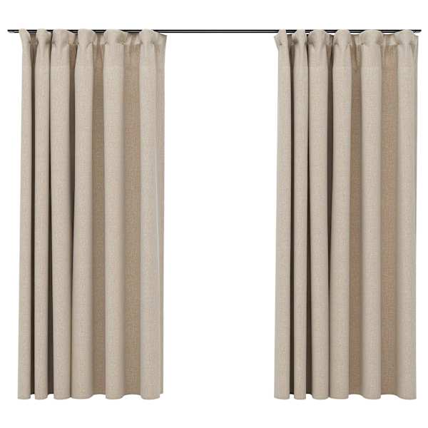 vidaXL pimendavad kardinad konksudega, 2 tk beež 140 x 175 cm