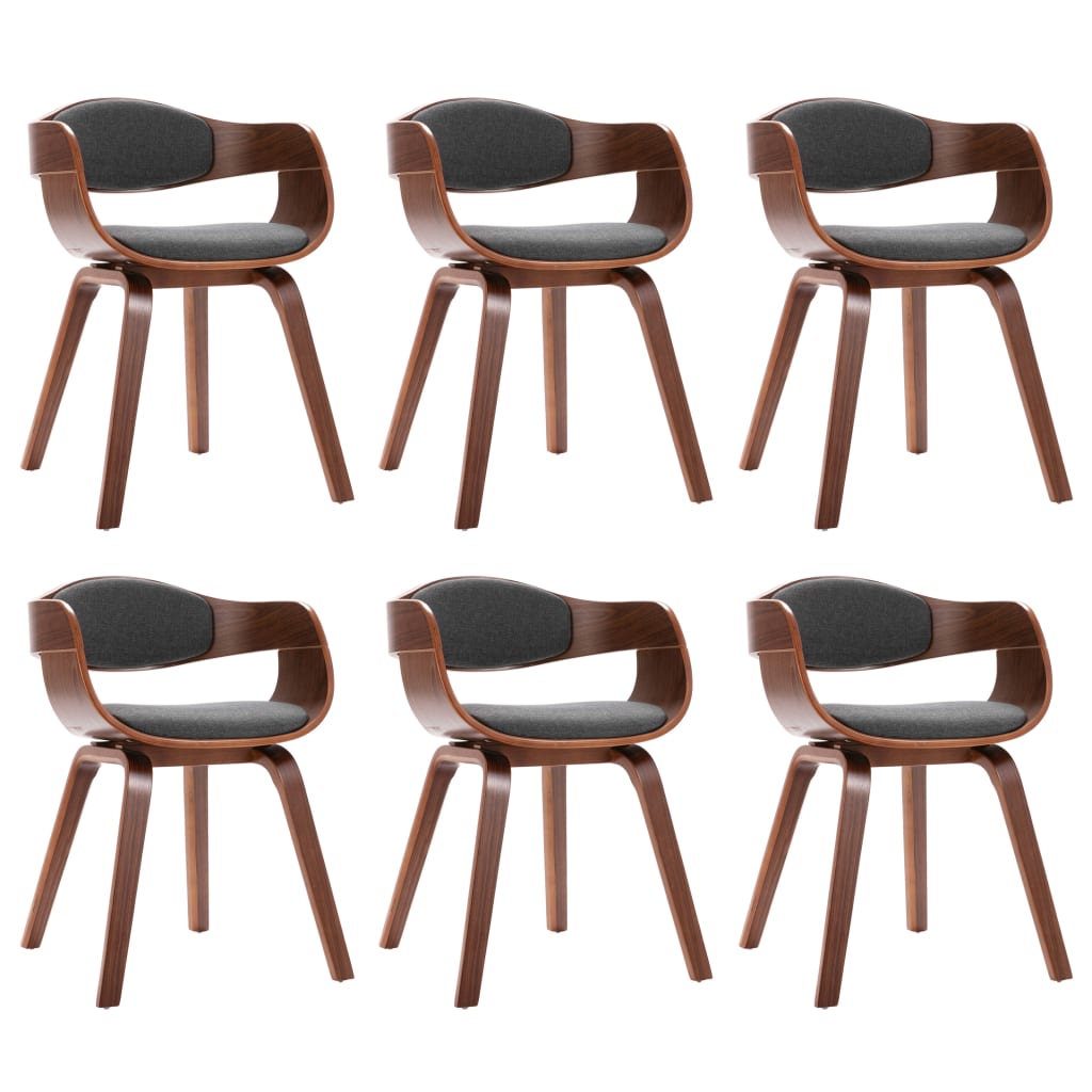 Jedálenské stoličky 6 ks ohýbané drevo a sivá látka