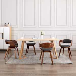 Jedilni stoli 6 kosov ukrivljen les in sivo blago