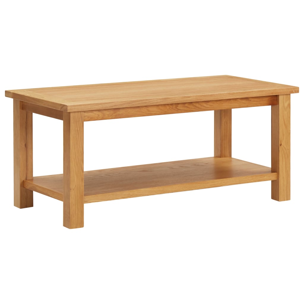 vidaXL Solid Oak Wood Magazine Table with Drawer Wooden Storage End Table 