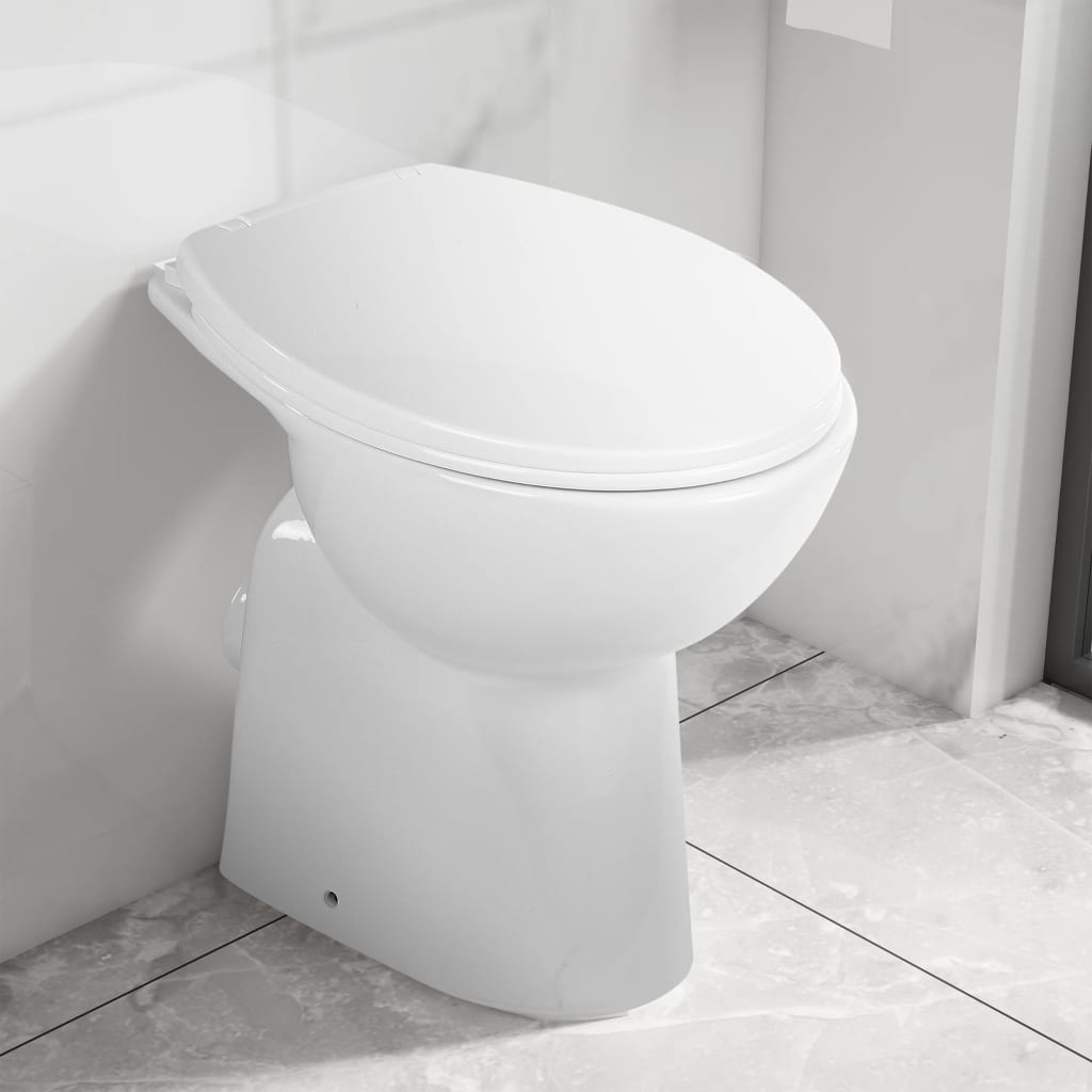 vidaXL Vas WC fără ramă, închidere silențioasă, + 7 cm, alb, ceramică imagine vidaxl.ro