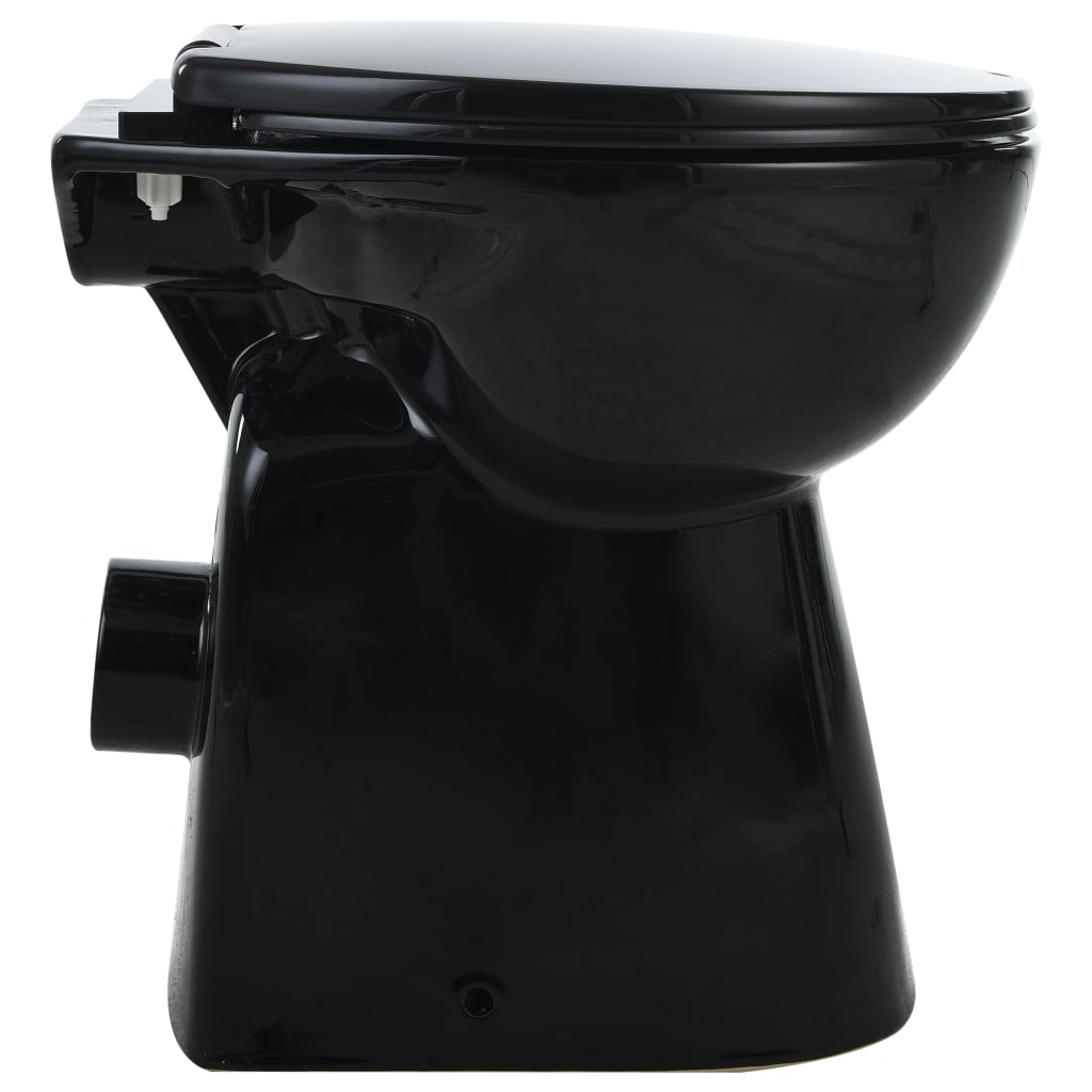 Fekete kerámia perem nélküli magas WC finoman záródó fedéllel 