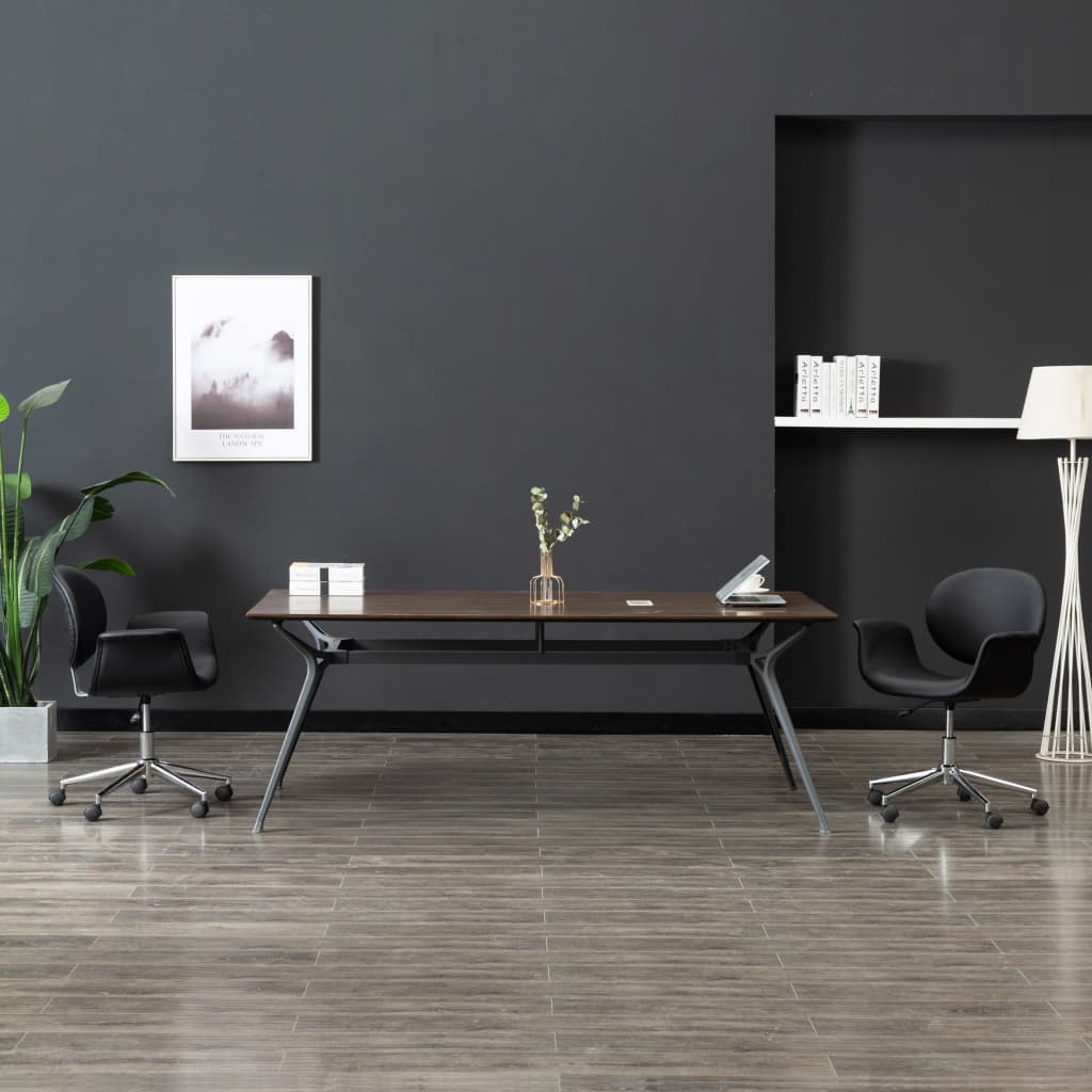 vidaXL Scaun pivotant de birou, negru, piele ecologică vidaXL imagine noua 2022