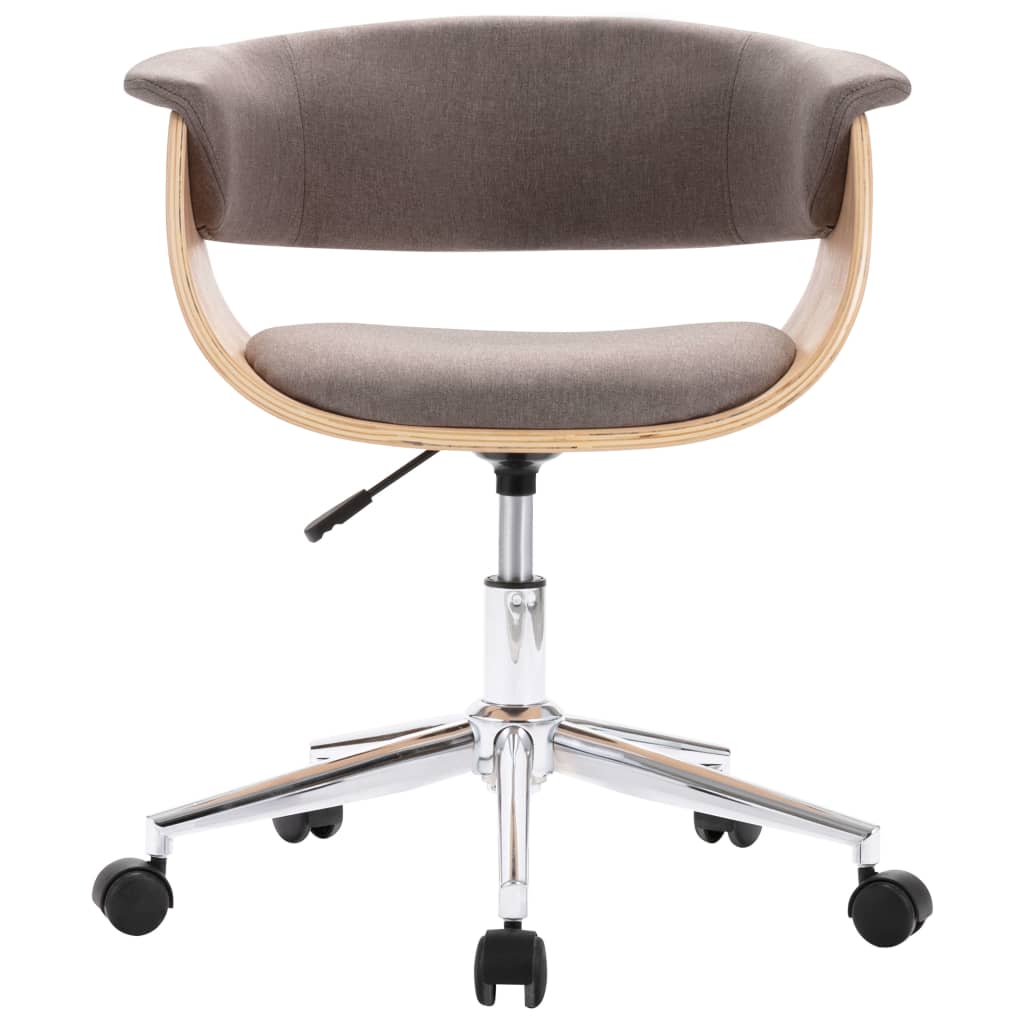 vidaXL Chaise pivotante de bureau Taupe Bois courbé et tissu