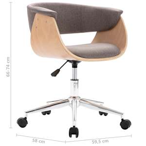 Otočná kancelářská židle taupe ohýbané dřevo a textil - obrázek 8