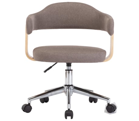 vidaXL Swivel Office Chair Taupe Bent Wood and Fabric