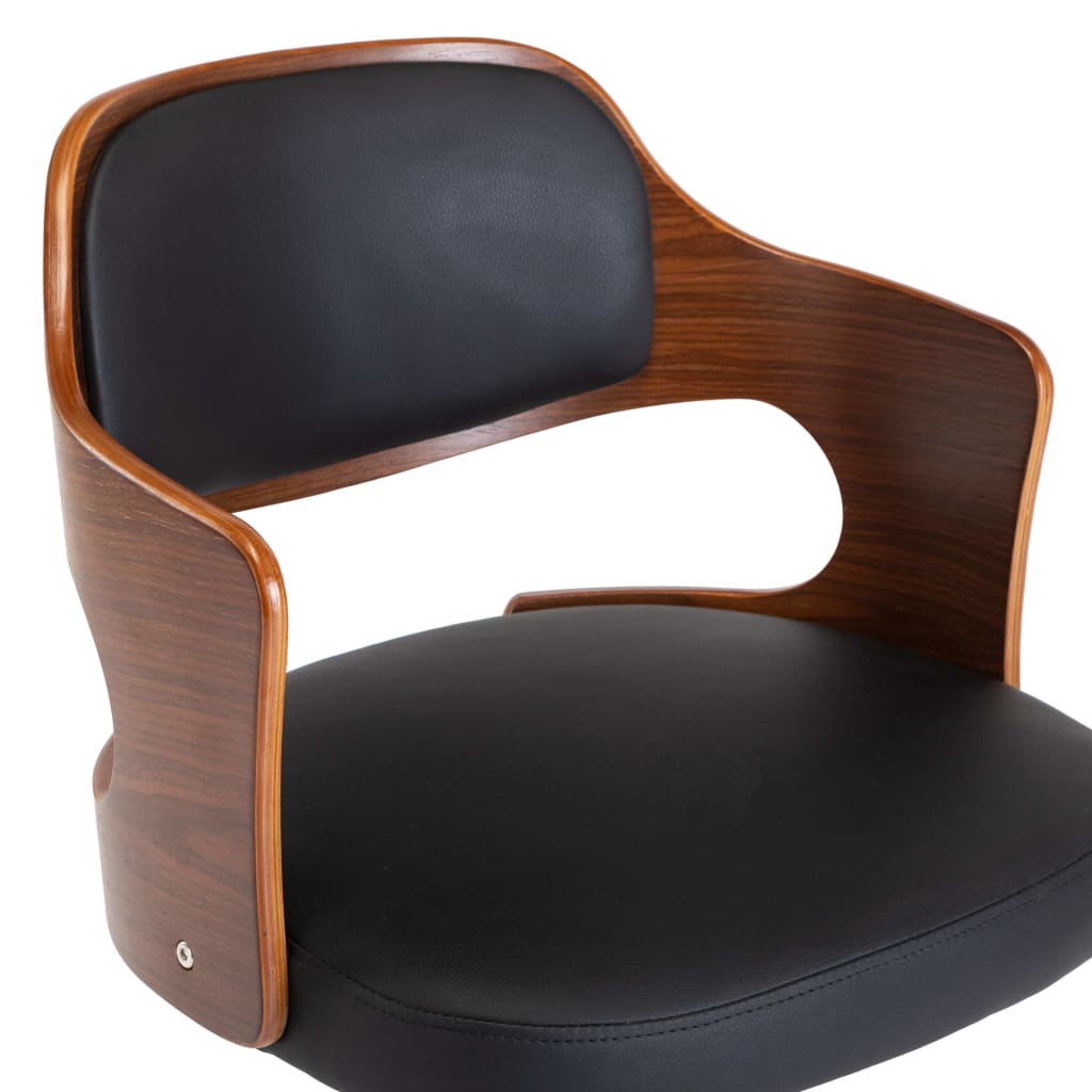 Kantoorstoel draaibaar gebogen hout en kunstleer zwart