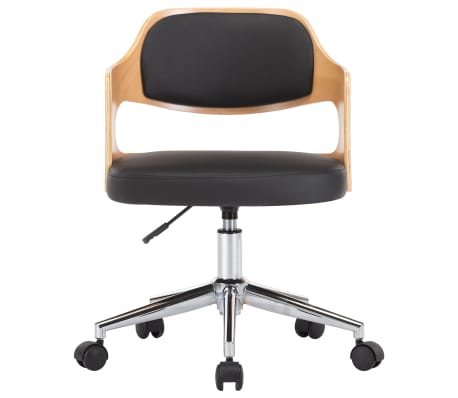 vidaXL Swivel Office Chair Black Bent Wood and Faux Leather