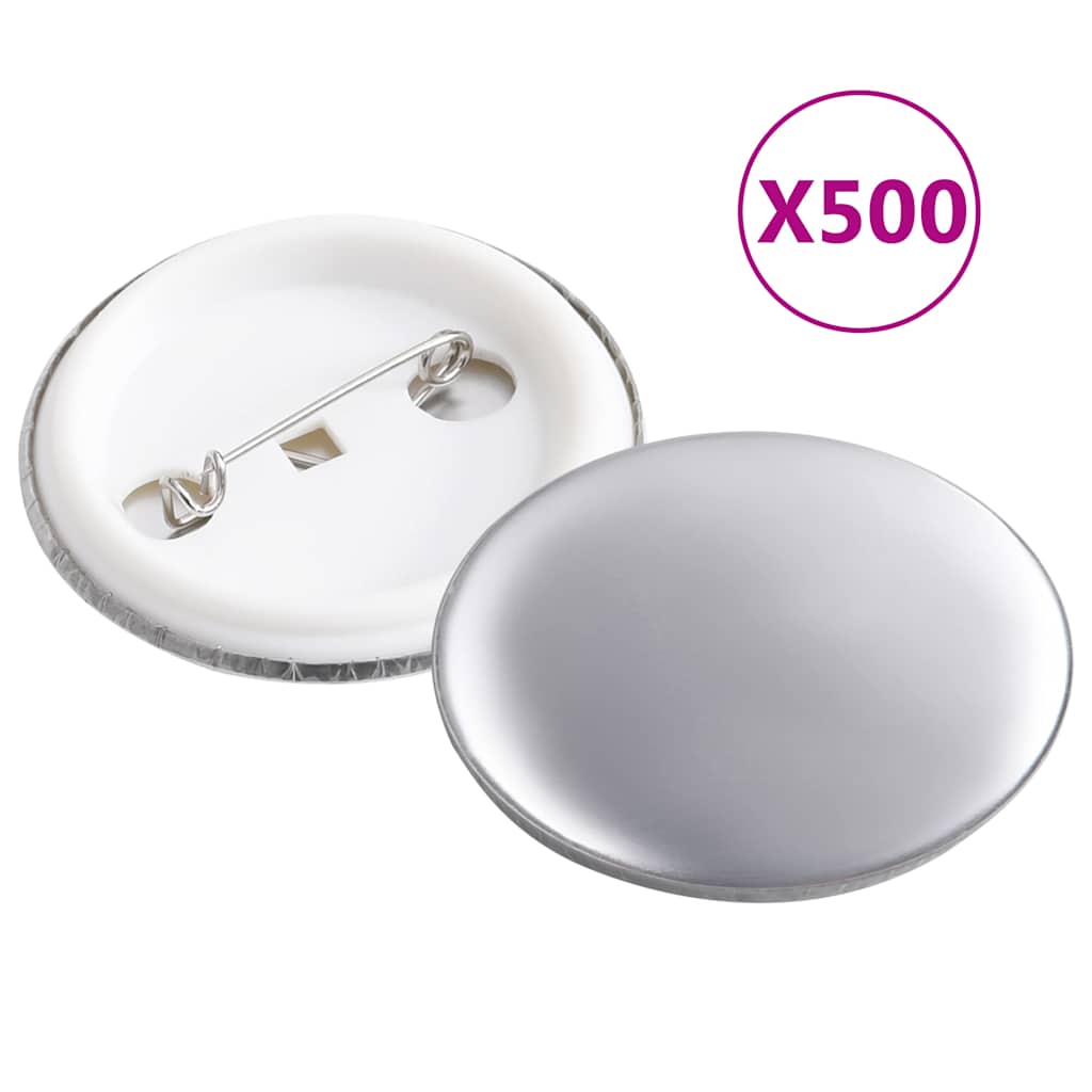 vidaXL Prázdné placky se špendlíkem 500 setů 37 mm