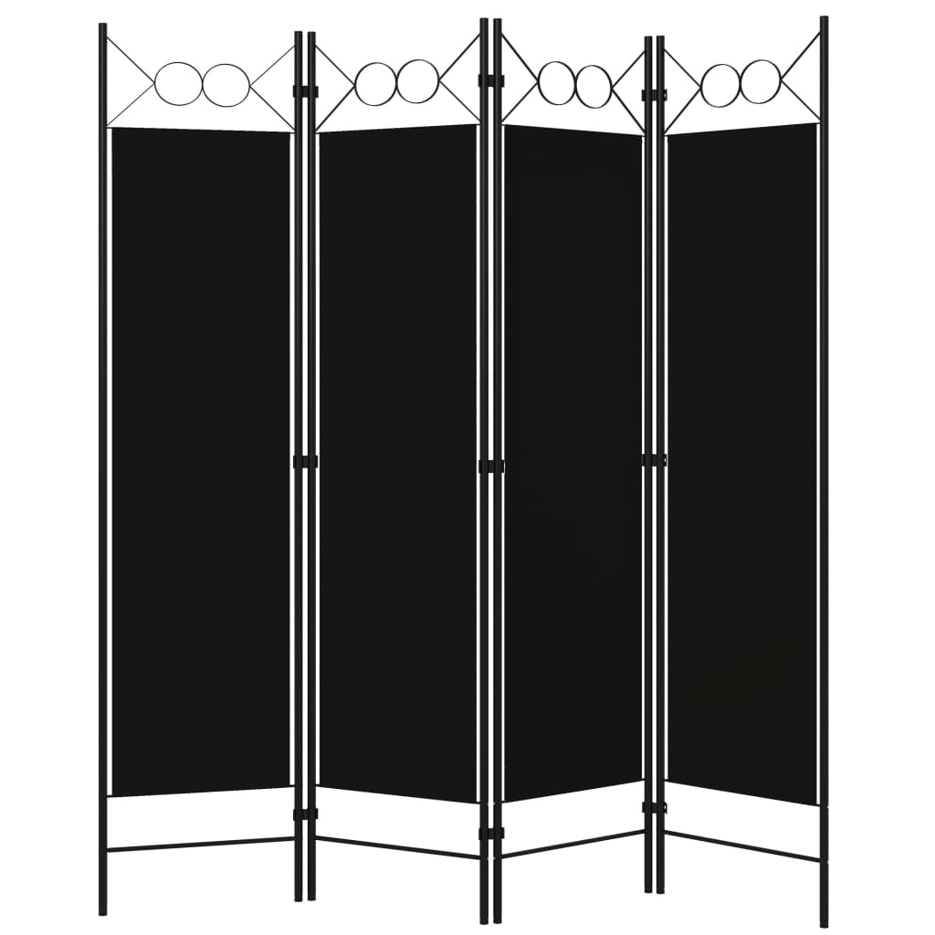 vidaXL fekete 4 paneles paraván 160 x 180 cm