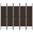  vidaXL barna 5 paneles paraván 200 x 180 cm termék 2. képe