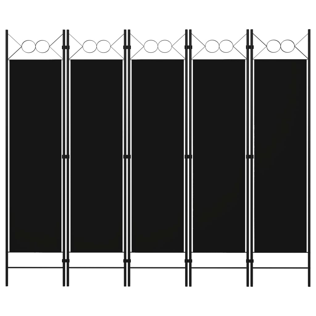 vidaXL Paravan de cameră cu 5 panouri, negru, 200 x 180 cm vidaXL