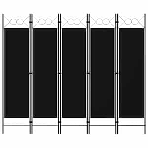 Paravan 5-delni črn 200x180 cm