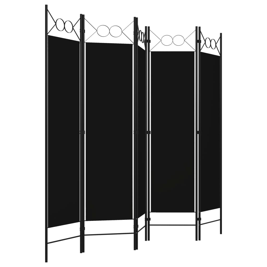 Thumbnail - vidaXL 5-tlg. Raumteiler Schwarz 200 x 180 cm