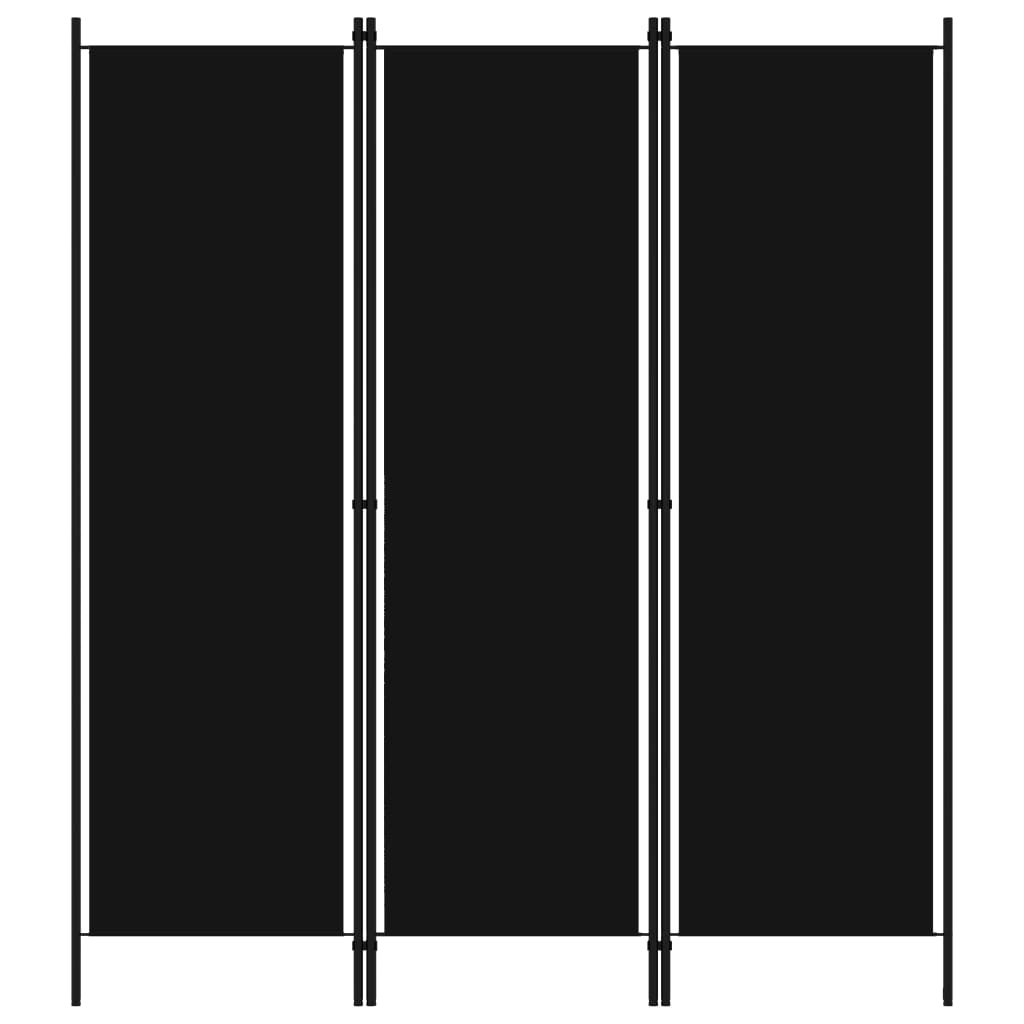vidaXL Paravan de cameră cu 3 panouri, negru, 150 x 180 cm vidaXL