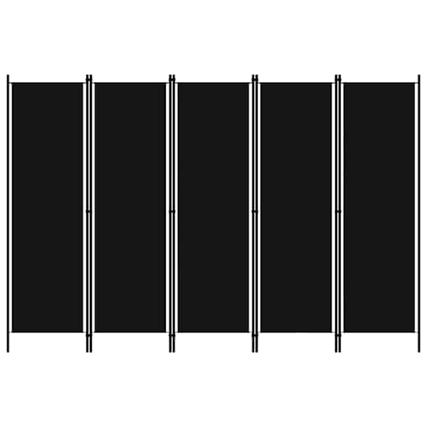 vidaXL 5 paneeliga ruumijagaja, must, 250 x 180 cm