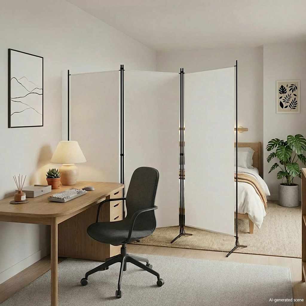 3-panels rumdeler i stof - hvid, 260 × 180 cm