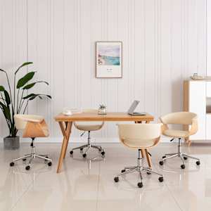 Vrtljivi jedilni stoli 4 kosi krem umetno usnje