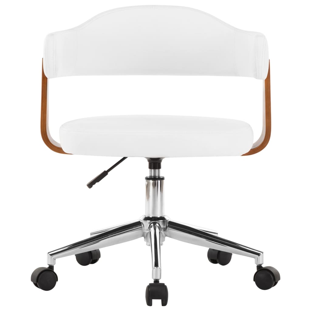 

vidaXL Eetkamerstoelen draaibaar 6 st gebogen hout en kunstleer wit