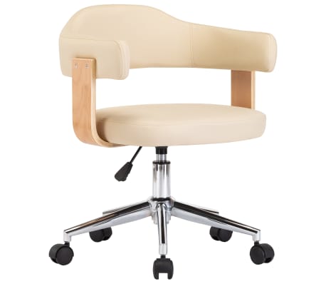 vidaXL Scaune de bucătărie pivotante, 2 buc., crem, piele artificială