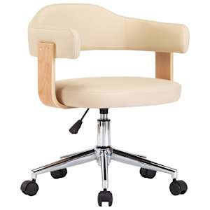 vidaXL Eetkamerstoelen draaibaar 4 st kunstleer cr&egrave;mekleurig