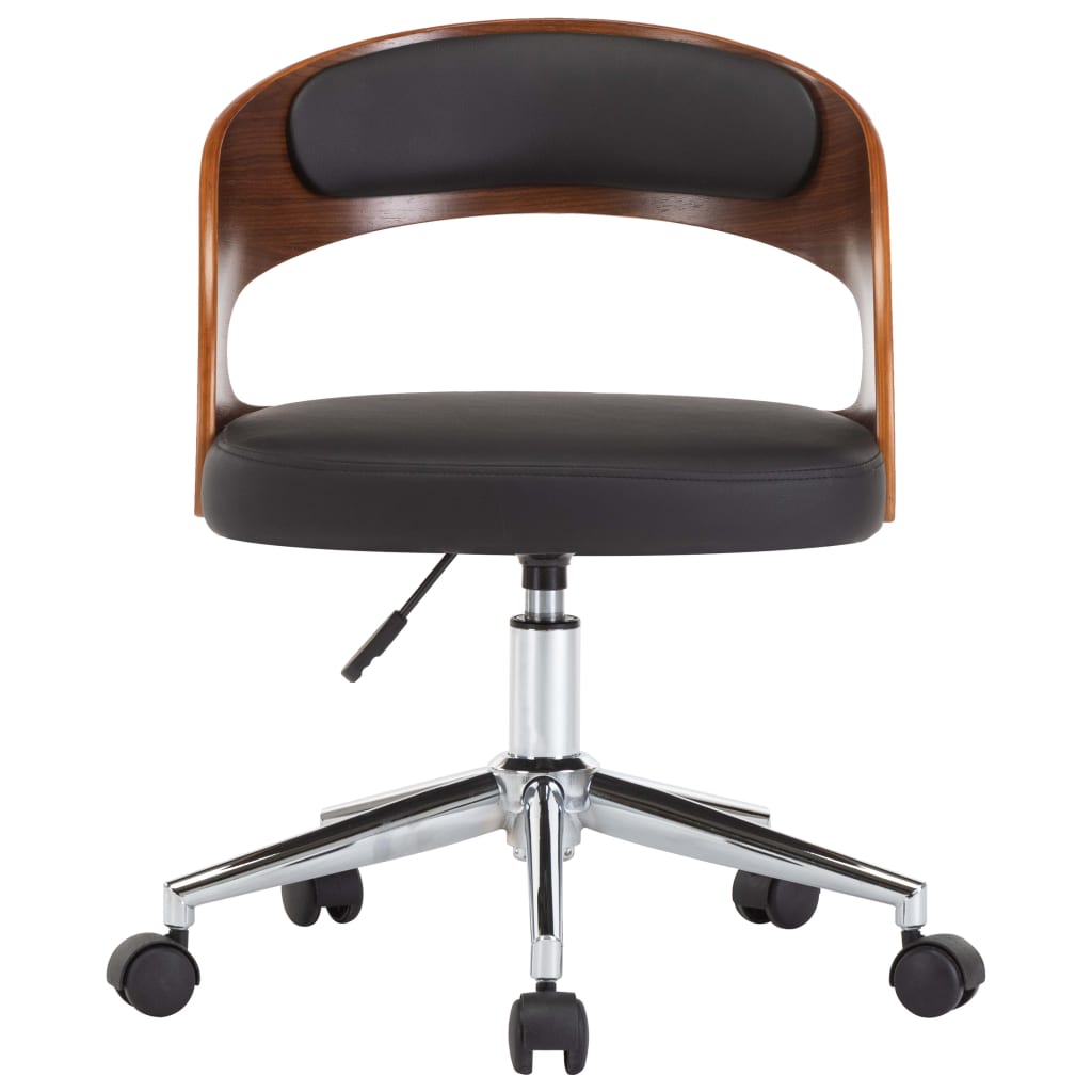 vidaXL Eetkamerstoelen draaibaar 2 st gebogen hout en kunstleer zwart afbeelding