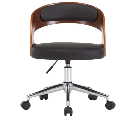 vidaXL Eetkamerstoelen 4 st draaibaar gebogen hout en kunstleer zwart