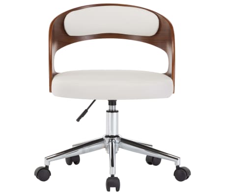 vidaXL 4 db fehér hajlított fa és műbőr forgó étkezőszék