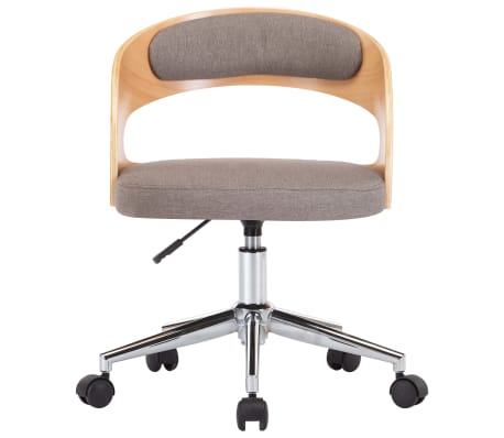 vidaXL Scaune pivotante masă, 4 buc., gri taupe, lemn curbat & textil