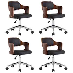 Vrtljivi jedilni stoli 4 kosi črni ukrivljen les in um. usnje - slika 2