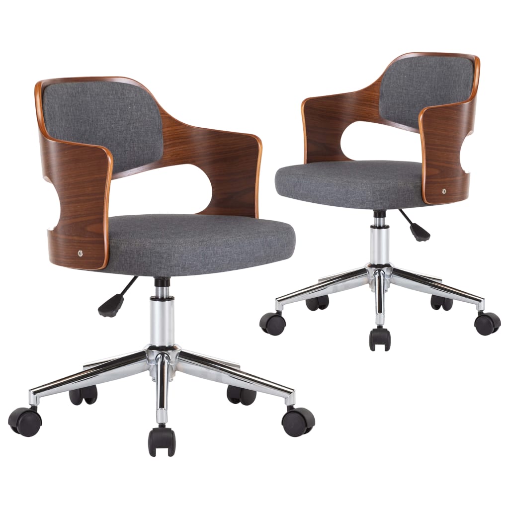 Thumbnail - vidaXL Esszimmerstühle 2 Stk. Drehbar Grau Bugholz und Stoff