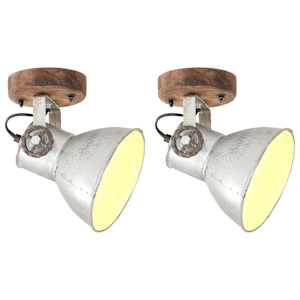 Industrijske stenske/stropne svetilke 2 kosa srebrne 20x25 cm