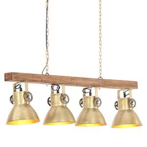 vidaXL t&ouml;&ouml;stuslik laelamp, messing, E27, mangopuit