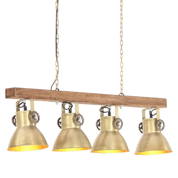 vidaXL t&ouml;&ouml;stuslik laelamp, messing, E27, mangopuit