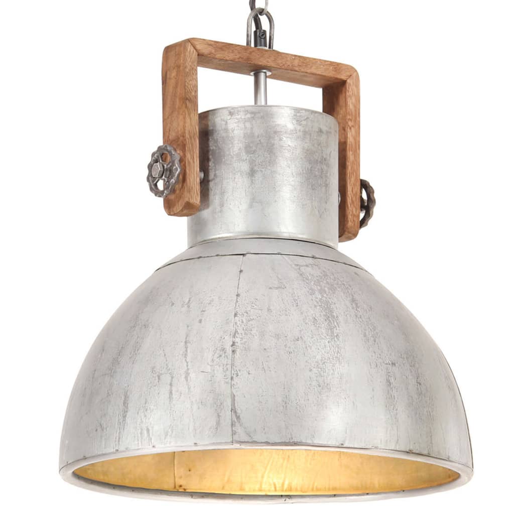 vidaXL Lampă suspendată industrială 25 W, argintiu, 40 cm, E27, rotund vidaXL
