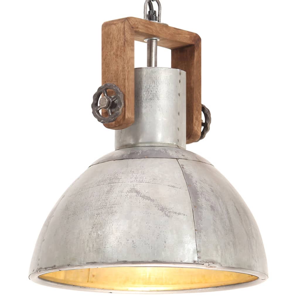 vidaXL Lampă suspendată industrială, 25 W, argintiu, rotund, 30 cm E27 de la vidaxl imagine noua