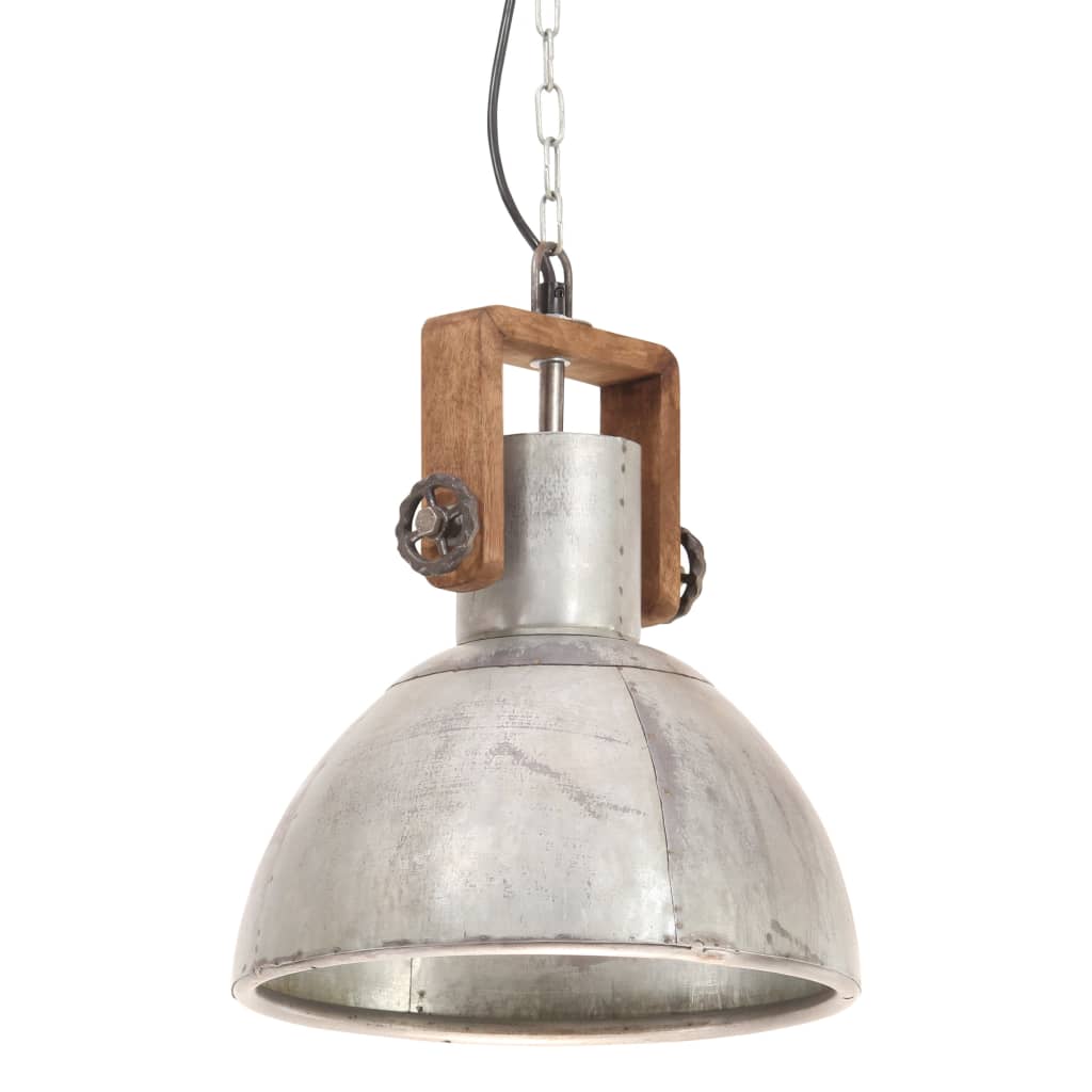 vidaXL Industrial Hanging Lamp 25 W Silver Round 30 cm E27