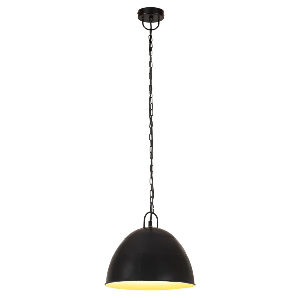 vidaXL Candeeiro suspenso vintage indust. redondo 25 W 31 cm E27 preto